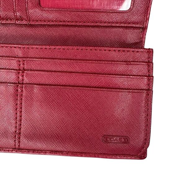 |EUC| COACH Signature C Canvas Red Leather Trim Kisslock Wallet - Picture 10 of 10